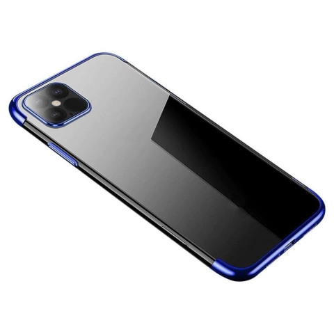Синій гелевий чохол Clear Color case для iPhone 13 mini з металевою рамкою