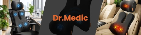 2-in-1-Autokissen mit Massage- und Heizfunktion – ergonomische Unterstützung für Nacken, Rücken und Lendenwirbelsäule, elektrisches Massagegerät mit Vibrationen für Fahrer und Beifahrer – Dr.Medic RelaxTherapyHeat™
