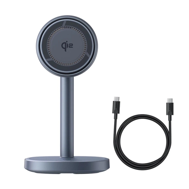 Індуктивний зарядний пристрій Baseus Orbit 2 Pro MagSafe Qi2 20 Вт 2-в-1 з охолодженням, сірий
