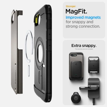 Puzdro pre iPhone 16E Spigen Tough Armor Mag MagSafe Gunmetal