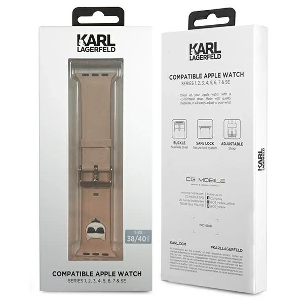 Smartwatch strap Karl Lagerfeld KLAWMSLCP for Apple Watch 38/40/41mm pink/pink strap Silicone Choupette Heads