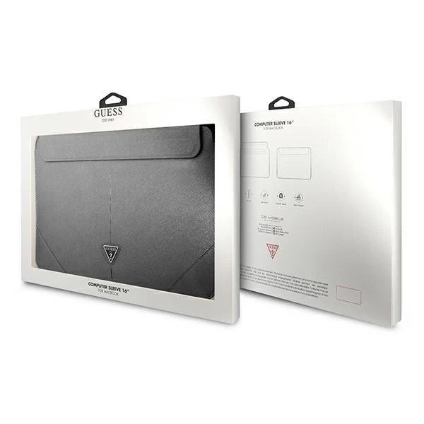 Guess Sleeve GUCS16PSATLG 16" srebrny /strieborne Saffiano Triangle Logo