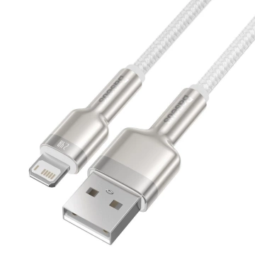 Baseus Cafule kovový dátový USB kábel - Lightning 2,4 A 2 m biely (CALJK-B02)