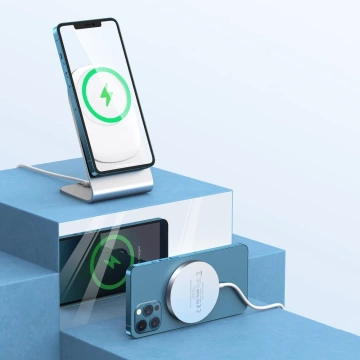Choetech Magnetic Qi Wireless Charger 15W (MagSafe Compatible) White (T517-F) Stand Holder Silver