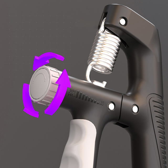 Grip na cvičenie rúk, nastaviteľný 10-100 kg, tréning, šport, rehabilitácia, s počítadlom, Čierna