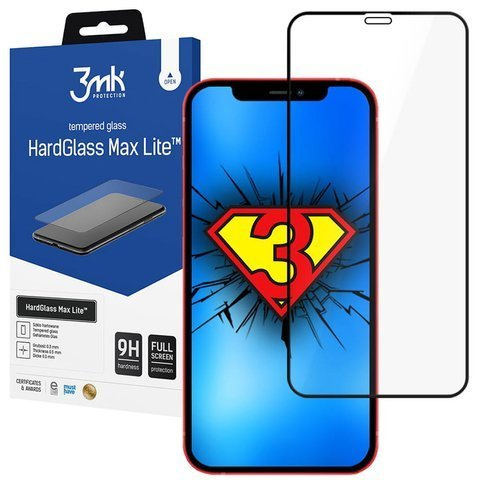 3mk HardGlass Max Lite screen glass for Apple iPhone 12 Mini Black