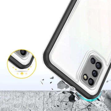 Čiré pouzdro 3v1 pro Samsung Galaxy A03s (166) rámový gelový kryt černý