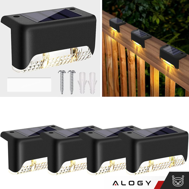 LED solar garden lamp for terrace, balcony, stairs, balustrade with dusk sensor, AAA battery, black