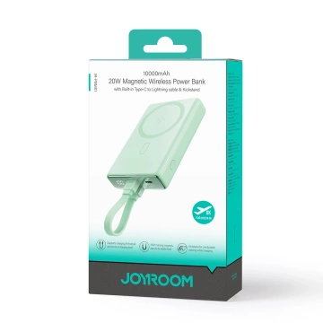 Зовнішній акумулятор Joyroom JR-PBM01 20W MagSafe 10000mAh з підставкою зеленого кольору