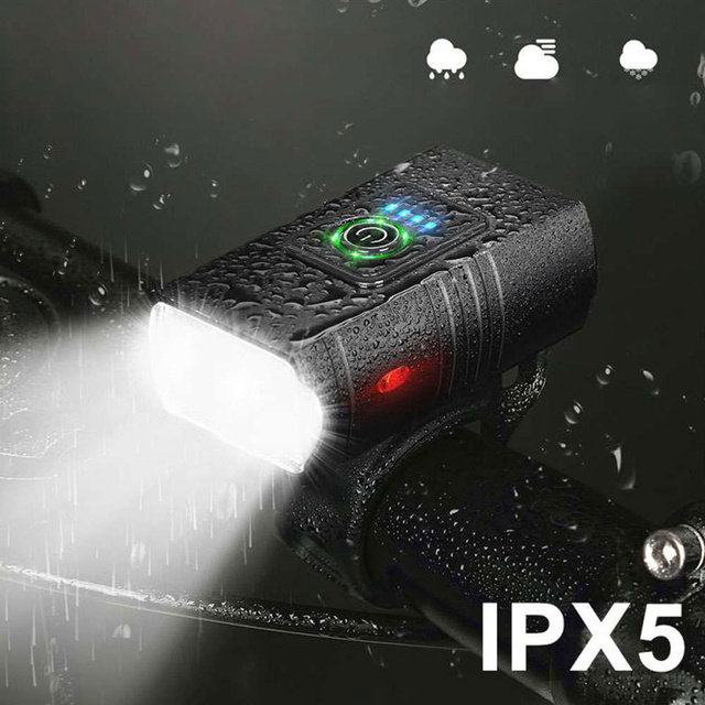 Přední cyklosvítilna voděodolná Alogy LED světlo přední osvětlení na řídítka kola 800lm