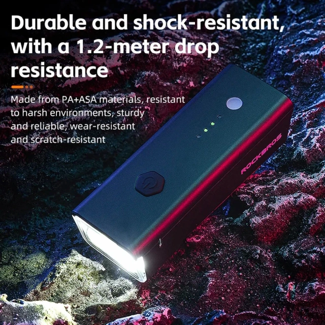 Rockbros 24510003001 predné svetlo na bicykel 260 lm USB-C - USB-A kábel - čierny