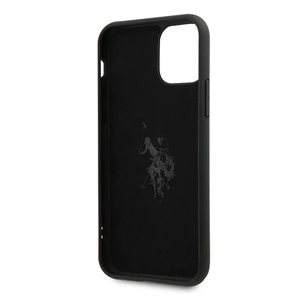 Pouzdro na telefon US Polo USHCN65SLHRBK pro Apple iPhone 11 Pro Max černo/černá silikonová kolekce