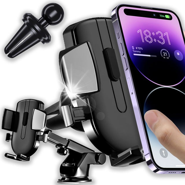 Alogy 2v1 držák telefonu na okno do auta pro mřížku palubní desky černý kabel USB-C 2,4A 1m