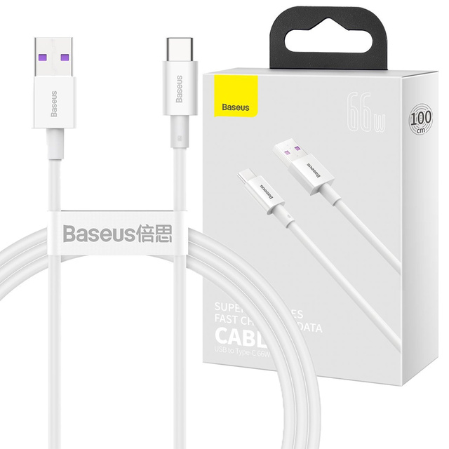 1m Baseus Superior kabel USB to USB-C Typ C 66W Bílý kabel
