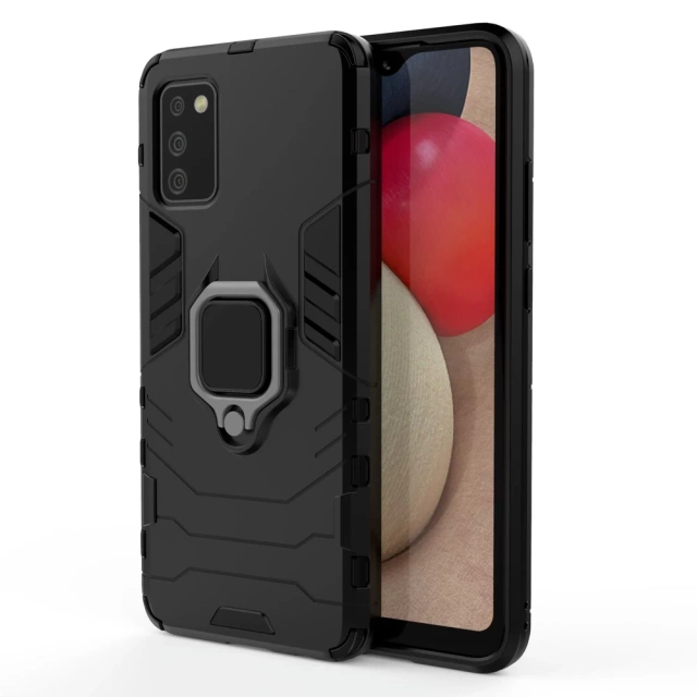 Ring Armor robuste Hybridhülle mit magnetischer Abdeckung für Samsung Galaxy A03s (166,5) schwarz