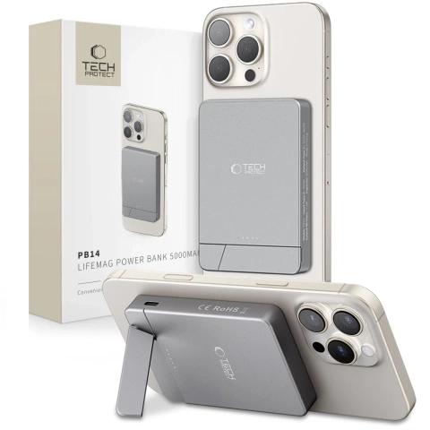 Зовнішній акумулятор MagSafe Tech-Protect PB14 5000mAh Pop-up, колір «космічний сірий»