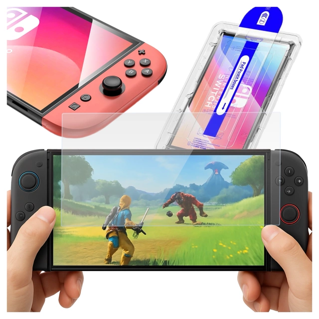 Szkło hartowane do Nintendo Switch 2 2025 ochronne szkiełko na ekran 9H Alogy EasyShield™️ z ramką montażową
