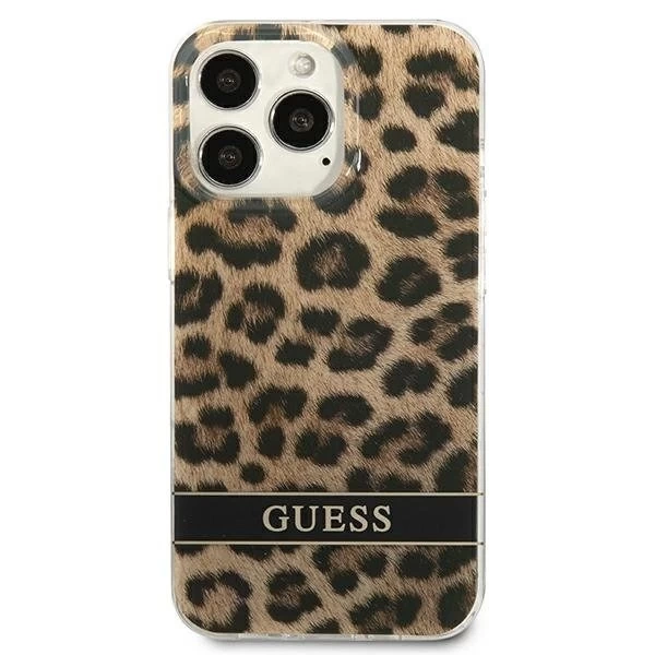 Guess GUHCP13LHSLEOW iPhone 13 Pro / 13 6,1" brązowý/hnědý pevný obal Leopard