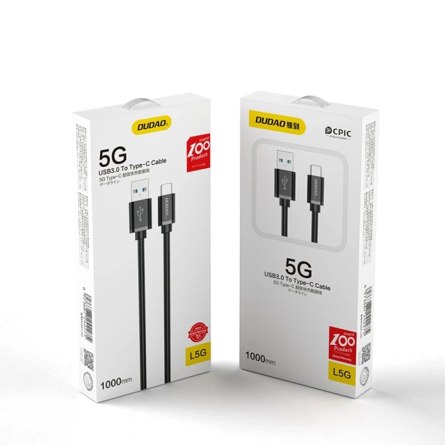 Dudao kábel USB kábel - USB Type C Super Fast Charge 1 m čierny (L5G-Black)