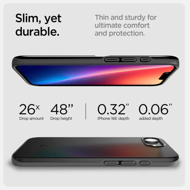 iPhone 16e Spigen Thin Fit Mag MagSafe Schwarze Hülle