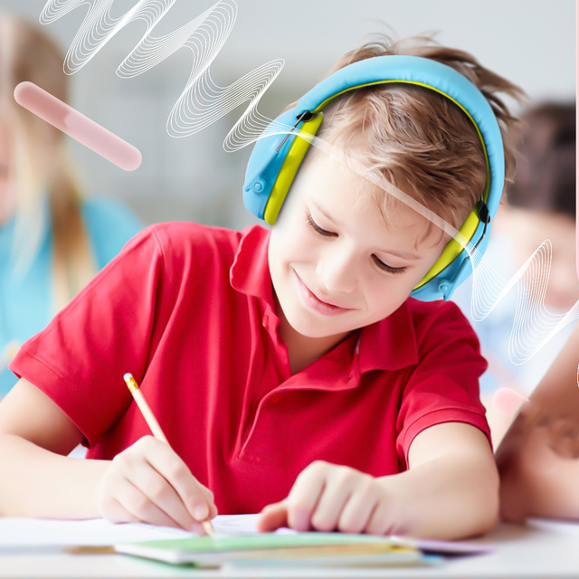 Anti-noise ear muffs for children 3 noise-dampening headphones for the plane Blue protectors