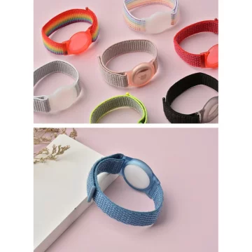 Kids Nylon Strap Wristband for Apple AirTag Lime