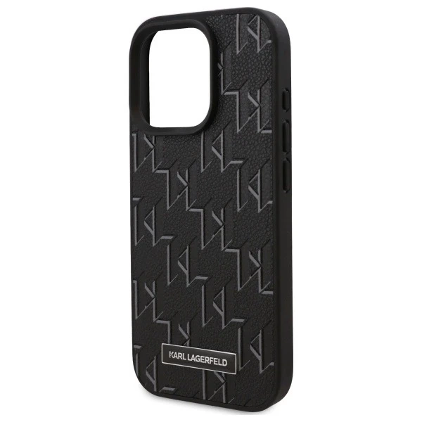 Чохол Karl Lagerfeld для iPhone 16 Pro Max 6.9" MagSafe Hardcase Black Leather Monogram Metal Logo