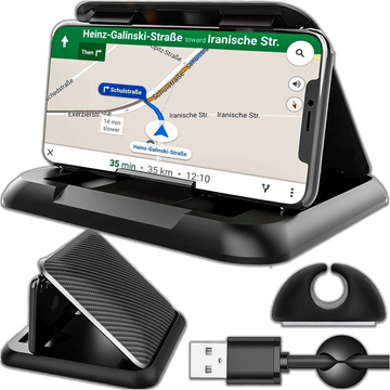 Alogy Carbon držiak na palubnú dosku v kabíne auta pre telefón až do 6,8 palcov GPS čierny organizér