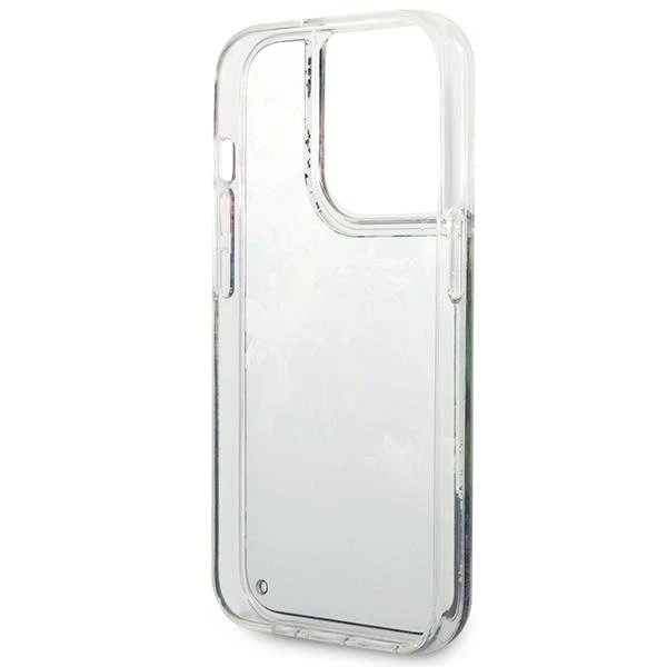 Etui Guess GUHCP14LLFLSB do Apple iPhone 14 Pro 6,1" niebieski/modré pevné puzdro Flower Liquid Glitter