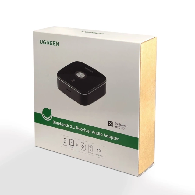 Adaptér UGREEN Bluetooth 5.1 přijímač aptX 2RCA / 3,5 mm mini jack černý (40759)