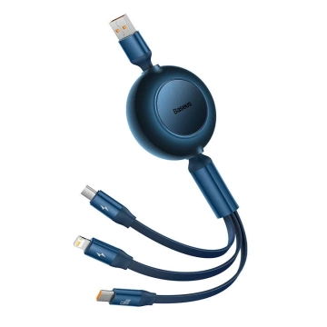 Кабель USB 3w1 Baseus Bright Mirror 3, micro USB / Lightning / USB-C, 66W / 2A, 1.1m (niebieski)