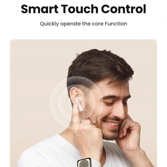 Sluchátka UGREEN HITUNE T6 ANC BT 5.3 IPX5 USB-C BÍLÝ KABEL