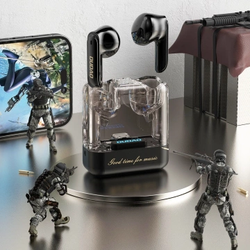 Slúchadlá TWS Dudao U18Pro Bluetooth 5.3 – priehľadné, LED, čierne