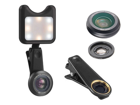 Apexel APL-3663FL 0,36X Weitwinkel 15X Makroobjektiv LED Lampe schwarz