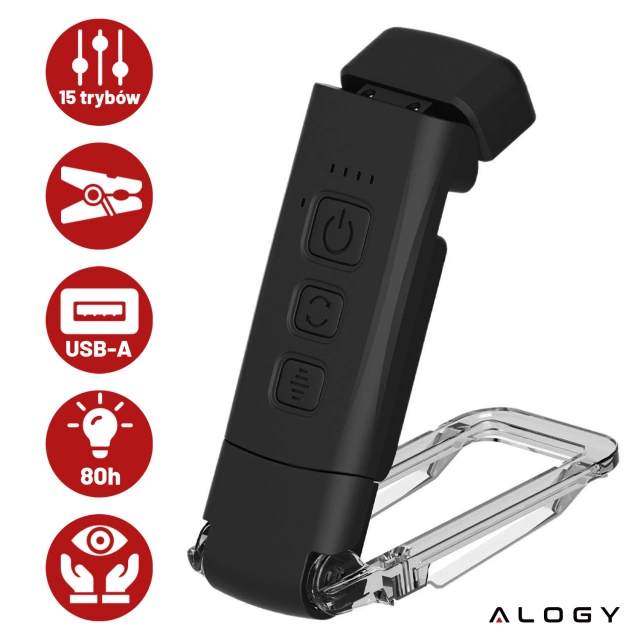 Alogy Clip Lamp LED čítacia lampa s nabíjateľnou sponou na knihy, čierna