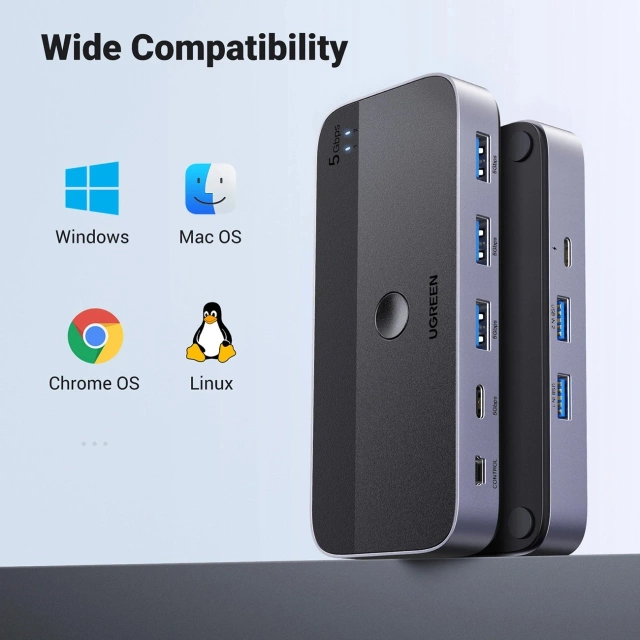 UGREEN CM662 USB 3.0 SWITCH 2-IN-4 REMOTE CONTROL 2x 5Gb/s CABLE