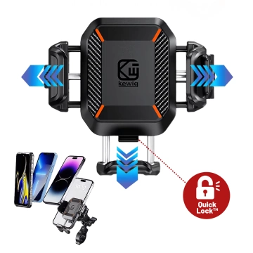 KEWIG M11B motorcycle phone holder with Qi QC 3.0 15W charger Black