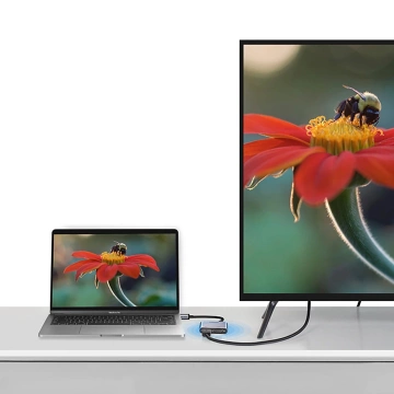 Ugreen CM162 adaptér USB-C HDMI VGA USB-A 3.0 PD 100W 4K sivý