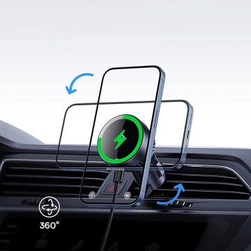 Baseus MagPro Autohalterung mit Qi2.0 15W induktivem Ladegerät für Lüftungsschlitze – Schwarz