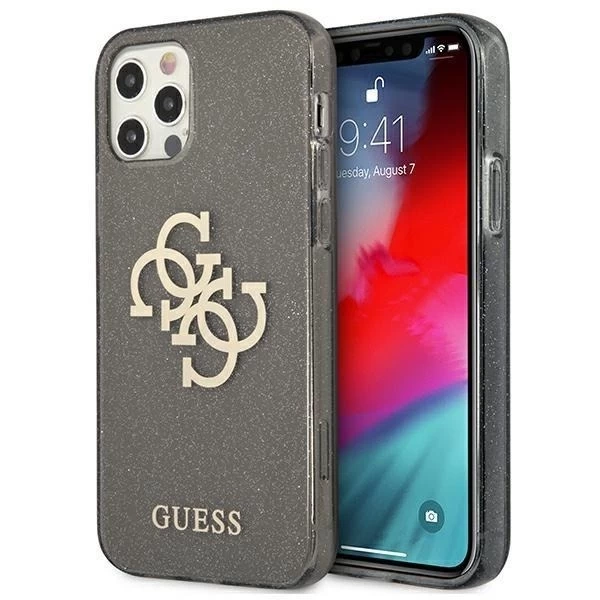 Guess GUHCP12LPCUGL4GBK iPhone 12 Pro Max 6,7" czarny/schwarz Hartschale Glitter 4G Big Logo