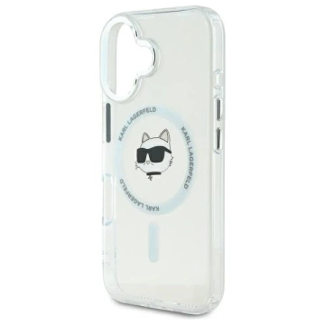Karl Lagerfeld iPhone 16 6.1" Case White Hardcase IML Metal Choupette Head MagSafe