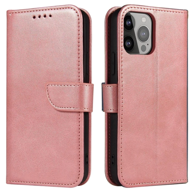 Magnetické puzdro iPhone 14 Pro Max Cover s odklápacím stojanom Wallet Pink
