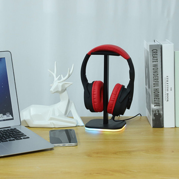Gaming headphone stand stand holder with RGB LED backlight Black