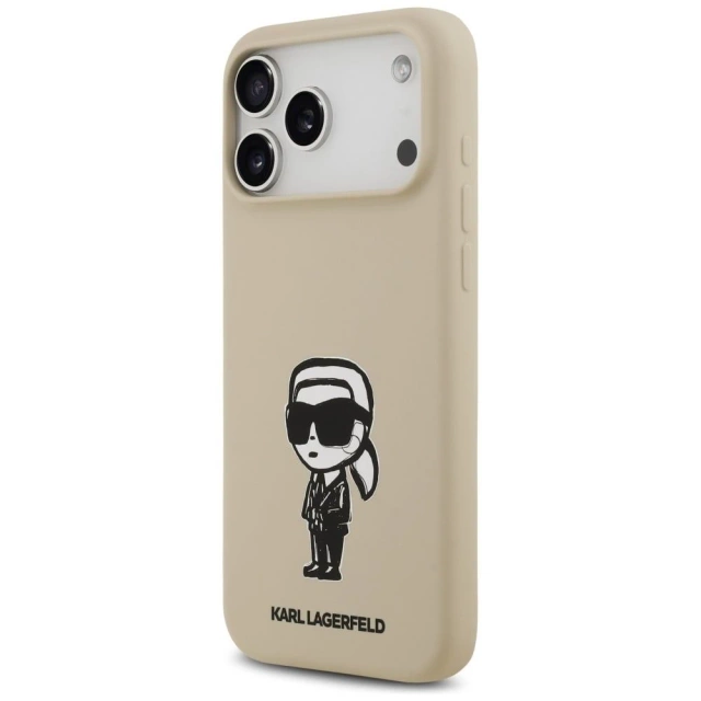 Etui Ochronne do iPhone 17 Pro Max Karl Lagerfeld Silicone KL Sketch MagSafe Brązowy