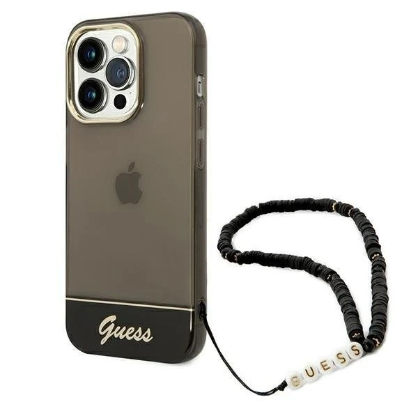 Etui Guess GUHCP14LHGCOHK für Apple iPhone 14 Pro 6,1" Czarny/Black Hardcase Translucent Pearl Strap