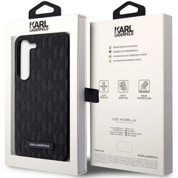 Karl Lagerfeld KLHCS23MSAKLHPK do Samsung Galaxy S23 S916 pevné puzdro čierne/čierne Saffiano Mono Metal Logo