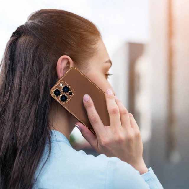 Dux Ducis Yolo case iPhone 14 Pro елегантний чохол з коричневого шкірозамінника
