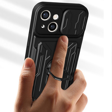 Чохол-гаманець Alogy Camshield Stand Ring Wallet Case з кришкою камери та слотом для карток для Apple iPhone 14 Plus, чорне скло