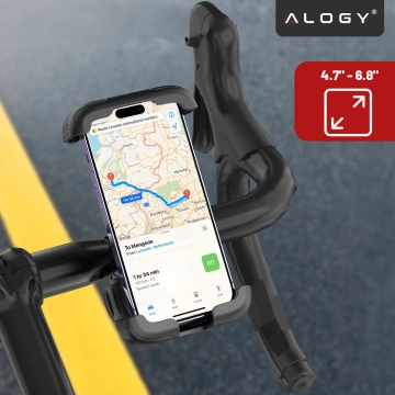 Fahrrad-Telefonhalter 4,7–6,8 Zoll für Telefon, Fahrradlenker für Fahrrad, Motorrad, verstellbar, Alogy Sport, Schwarz