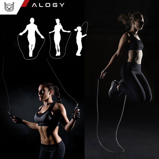 Nastaviteľné boxerské lano Crossfit Fitness Alogy Sport s vymeniteľnými článkami 300cm pohodlné ložiská Black